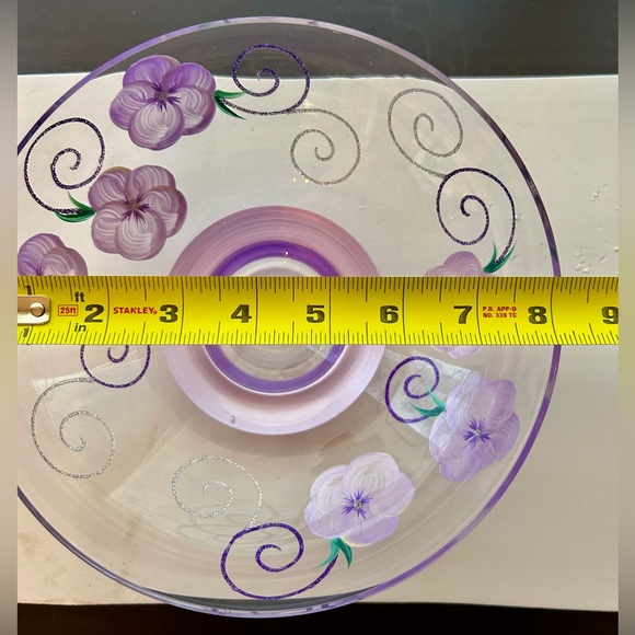 Hand painted Madiggan Australia, purple, floral bowl. 8.25” - Picture 7 of 9